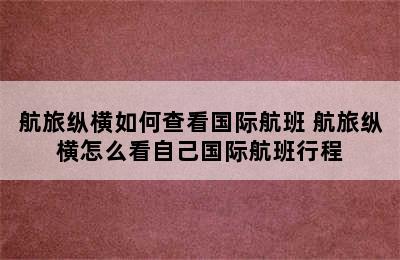 航旅纵横如何查看国际航班 航旅纵横怎么看自己国际航班行程